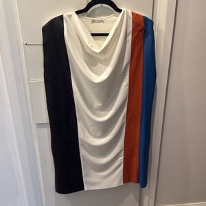 Zara color block faux leather dress S